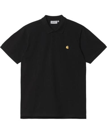 POLO CARHARTT WIP CHASE PIQUE NERO CON LOGO ORO MULTICOLOR