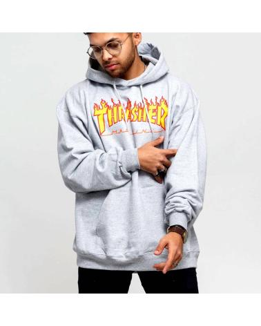 FELPA THRASHER FLAME LOGO GRIGIA MULTICOLOR