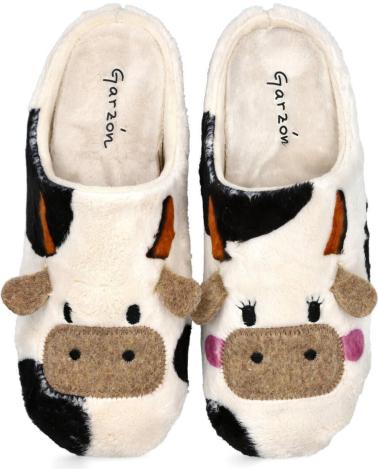 CHINELOS DE CASA GARZÓN COM DESENHO DE VACA BEGE BEIG