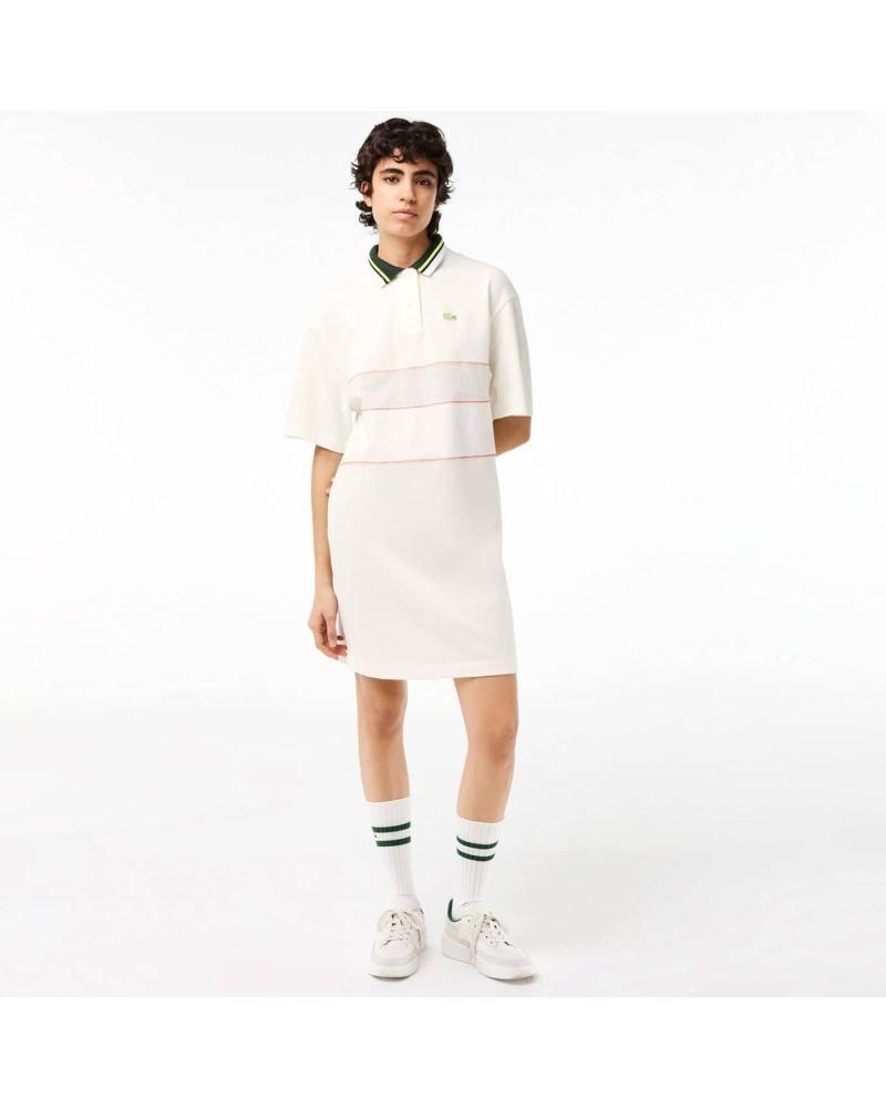 LACOSTE HEC ORGANIC COTTON POLO DRESS MULTICOLOR