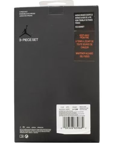 JORDAN JUMPMAN BABY-SET BODY, MÜTZE UND BOOTIES SCHWARZ MIT ROTEM LOGO LJ0041-KR5 NEGRO