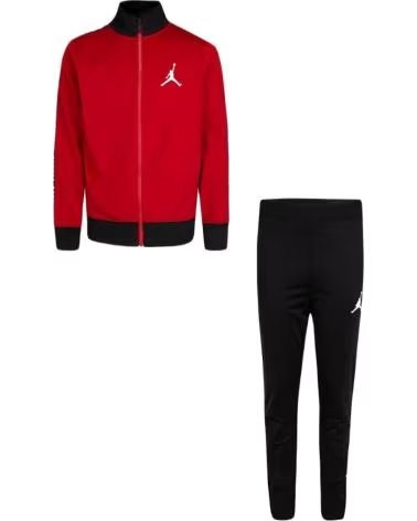 TUTA JORDAN AIR TRICOT PER BAMBINO GIACCA ROSSA E PANTALONI NERI 55A449-KR5 NEGRO