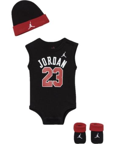 JORDAN BABY BODYSET 3-TEILIG 23 JERSEY SCHWARZ ROT WEISS MJ0208-023
