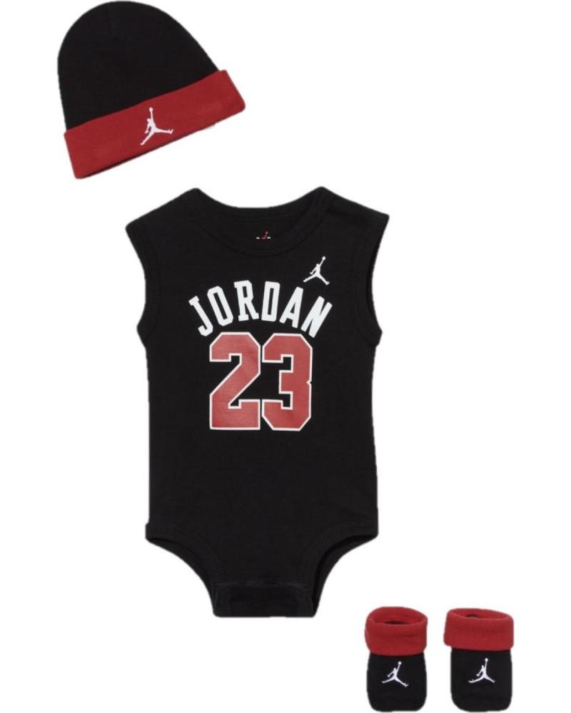 JORDAN BABY BODYSET 3-TEILIG 23 JERSEY SCHWARZ ROT WEISS MJ0208-023