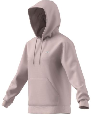 ADIDAS ESSENTIALS SMALL LOGO IY1649: PINK HOODED SWEATSHIRT ROSA