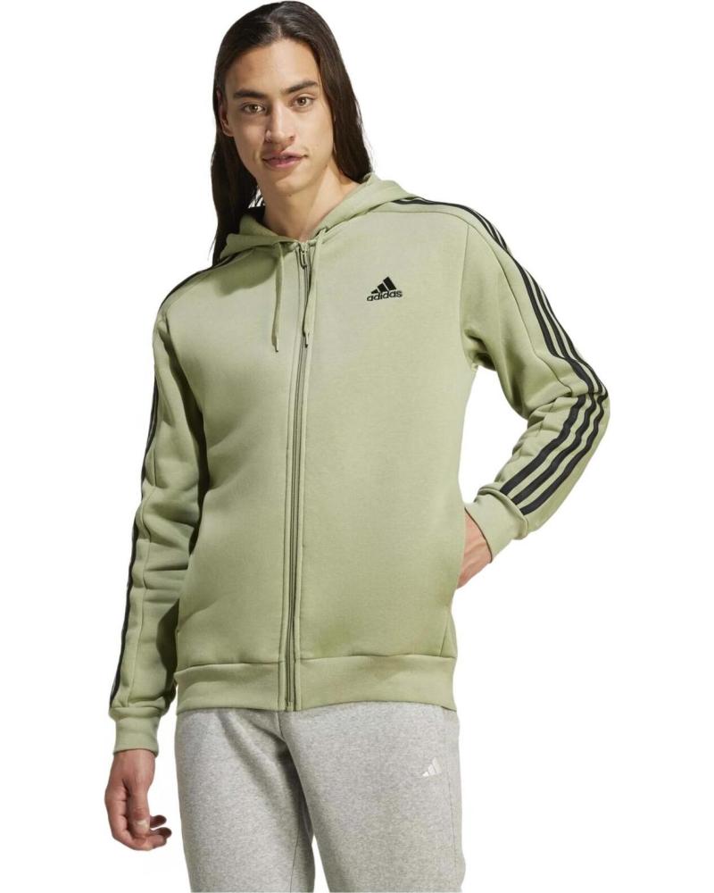 Men's-sweatshirts-ADIDAS-SUDADERA-ADIDAS-ESSENTIALS-CON-CAPUCHA-Y-CREMALLERA-COMPLETA--JE0341-VERDE