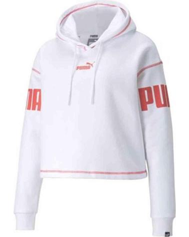 MOLETOM PUMA CROPPED BRANCO COM CAPUZ E LETRAS ROSAS