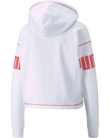 MOLETOM PUMA CROPPED BRANCO COM CAPUZ E LETRAS ROSAS