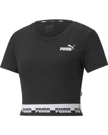KURZES PUMA T-SHIRT SCHWARZ MIT WEISSEM LOGO-BAND