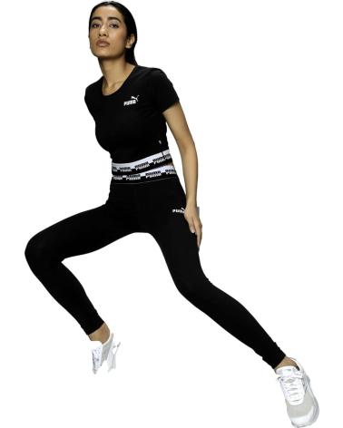 KURZES PUMA T-SHIRT SCHWARZ MIT WEISSEM LOGO-BAND