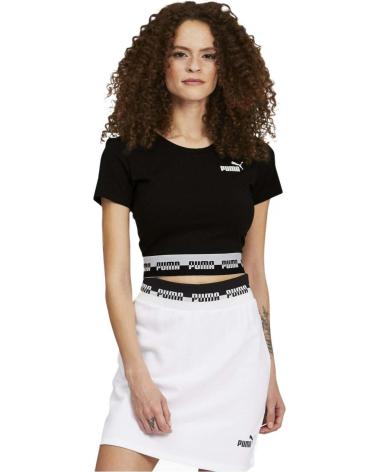 KURZES PUMA T-SHIRT SCHWARZ MIT WEISSEM LOGO-BAND