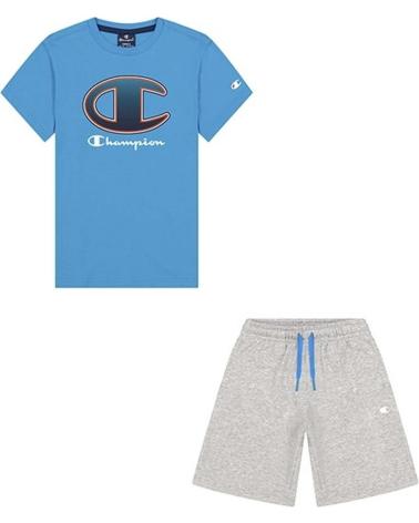 ENSEMBLE SPORTIF CHAMPION POUR ENFANT - T-SHIRT BLEU ET SHORT GRIS