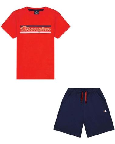 ENSEMBLE SPORTIF CHAMPION POUR ENFANT - T-SHIRT ROUGE ET SHORT BLEU