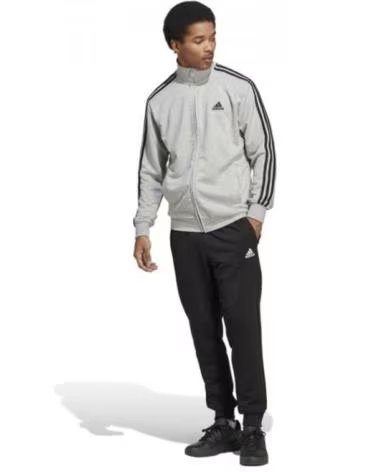 AGASALHO ADIDAS 3 LISTRAS FT TT TS IC6748 CINZA E PRETO NEGRO