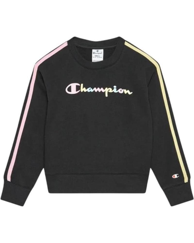 SCHWARZES CHAMPION SWEATSHIRT 404345-KK001 MIT MEHRFARBIGEM LOGO UND SEITENSTREIFEN NEGRO
