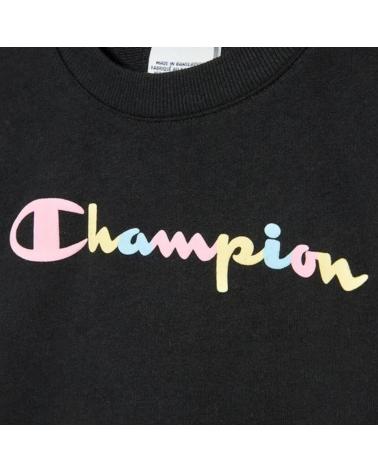 SCHWARZES CHAMPION SWEATSHIRT 404345-KK001 MIT MEHRFARBIGEM LOGO UND SEITENSTREIFEN NEGRO