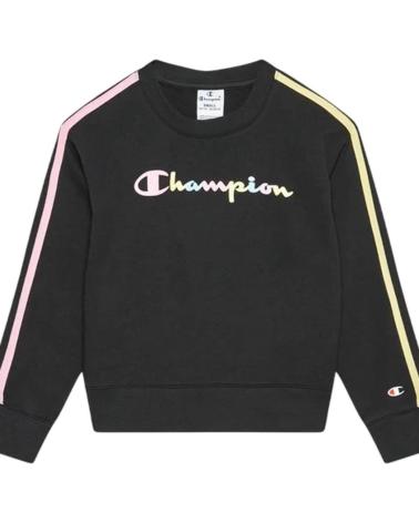 SCHWARZES CHAMPION SWEATSHIRT 404345-KK001 MIT MEHRFARBIGEM LOGO UND SEITENSTREIFEN NEGRO