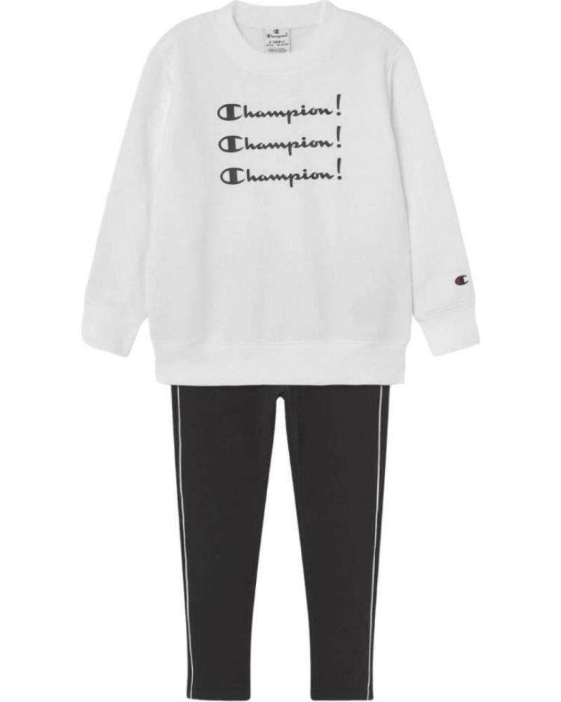 CHAMPION TRAININGSANZUG 404251-WW001 FÜR MÄDCHEN IN WEISS UND SCHWARZ BLANCO NEGRO