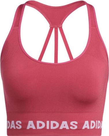ADIDAS SUJETADOR DEPORTIVO ROSA CON BANDA DE LOGO BLANCO ROSA