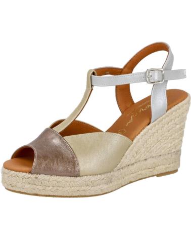 CABRERA KEILABSATZ-ESPADRILLES 83L-7 PLATIN-METALLIC-KOMBINATION COMBINADO PLATINO
