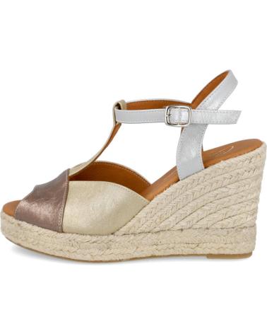 CABRERA KEILABSATZ-ESPADRILLES 83L-7 PLATIN-METALLIC-KOMBINATION COMBINADO PLATINO
