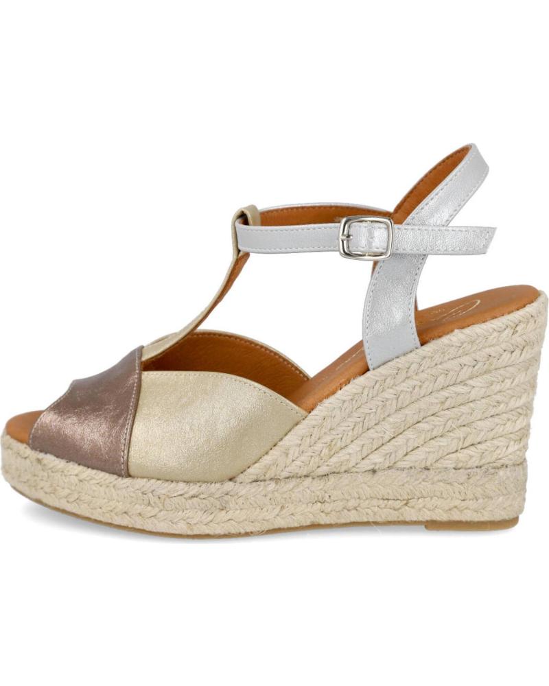 CABRERA KEILABSATZ-ESPADRILLES 83L-7 PLATIN-METALLIC-KOMBINATION COMBINADO PLATINO
