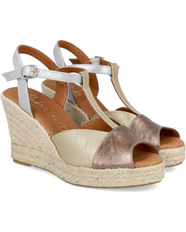 CABRERA KEILABSATZ-ESPADRILLES 83L-7 PLATIN-METALLIC-KOMBINATION COMBINADO PLATINO