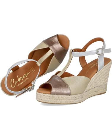 CABRERA KEILABSATZ-ESPADRILLES 83L-7 PLATIN-METALLIC-KOMBINATION COMBINADO PLATINO