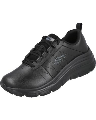 CALÇADO ESPORTIVO SKECHERS PRETO COM CADARÇOS E SOLA AMORTECIDA NEGRO