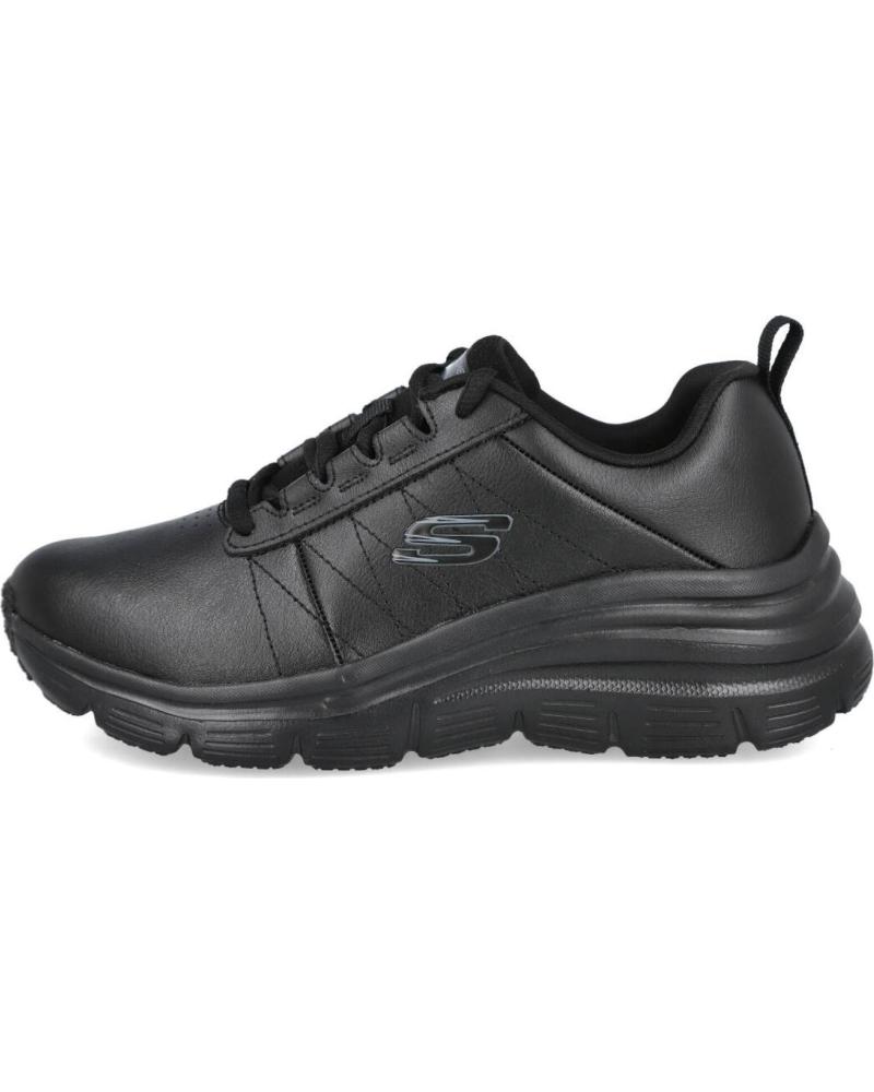 CALÇADO ESPORTIVO SKECHERS PRETO COM CADARÇOS E SOLA AMORTECIDA NEGRO