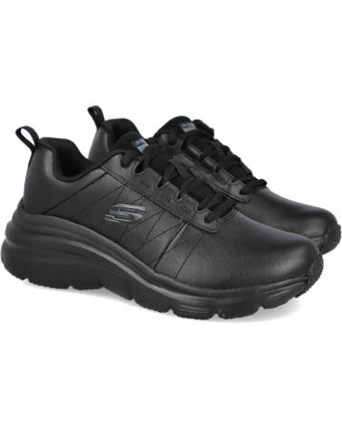 CALÇADO ESPORTIVO SKECHERS PRETO COM CADARÇOS E SOLA AMORTECIDA NEGRO