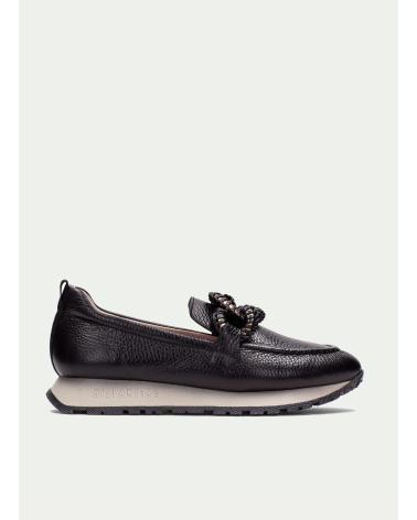 HISPANITAS HI254238 BLACK LEATHER LOAFERS WITH PLATFORM AND CHAIN NEGRO