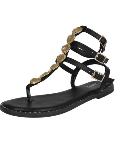SANDÁLIAS DE VESTIR L&R SHOES PRETAS COM DETALHES DOURADOS NEGRO