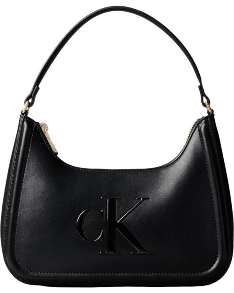 Inizio-CALVIN-KLEIN-BOLSO-RAISED-CK-SMALL-SHOULDER-BAG-NEGRO