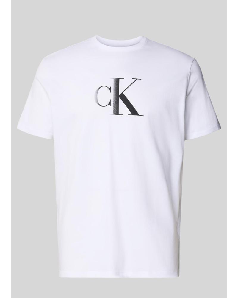 T-SHIRT CALVIN KLEIN SS CENTER MONOGRAM BIANCA BLANCO