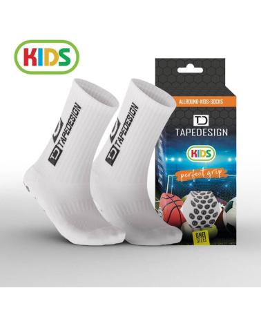 MEIAS ESPORTIVAS ANTIDERRAPANTES TAPEDESIGN KIDS S BRANCO BLANCO