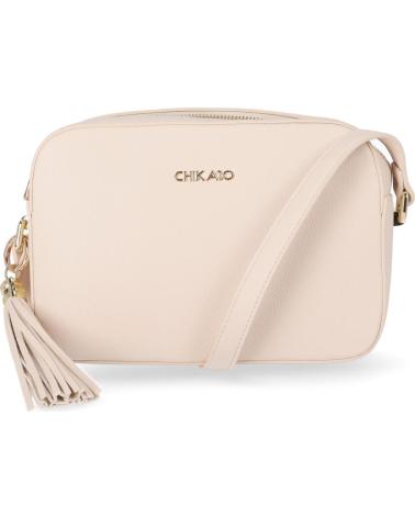 BOLSO BANDOLERA CHIKA10 FILOMENA 02 CON BORLA DECORATIVA BEIGE BEIG-BEIGE