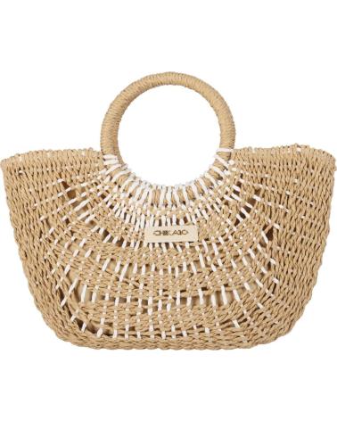 SAC EN RAPHIA CHIKA10 KATALIN 01 BEIGE AVEC ANSES RONDES EN BOIS BEIG-BEIGE