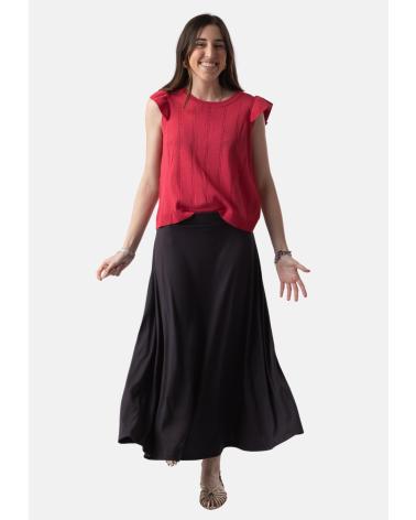 JUPE MIDI VISCOSE NOIRE WHY NOT COLLECTION WNT COLLECTION W12562202 NEGRO