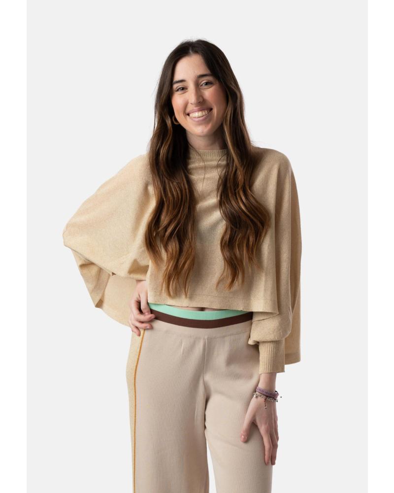 WHY NOT COLLECTION LUREX-CAPE MIT BÜNDCHEN WNT COLLECTION W12501748 STEIN PIEDRA