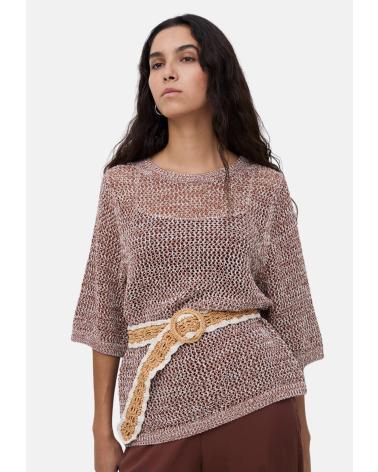 YERSE 42933105 RAFFIA BELT WITH MACRAMÉ DETAILS, BEIGE COLOR BEIGE