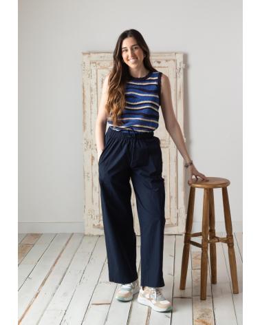 YERSE BALLOON FIT 100% COTTON POPLIN TROUSERS BLUE - REF. 42874055 AZUL
