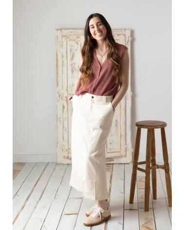 YERSE YERSE FALDA VAQUERA MIDI BLANCA CON BOLSILLOS - MODELO 42866002 BLANCO
