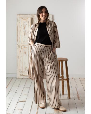 YERSE WIDE-LEG TROUSERS WITH POCKETS IN ECRU - MODEL 42811103 CRUDO