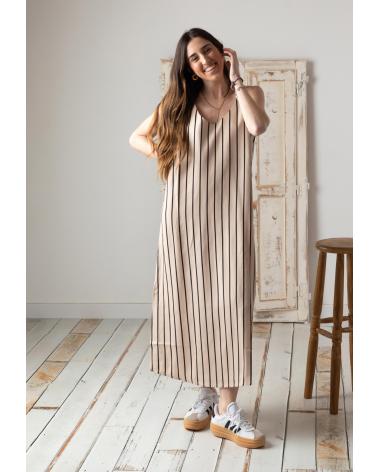 YERSE 42809103 LONG ECRU DRESS WITH CHEST LINING CRUDO