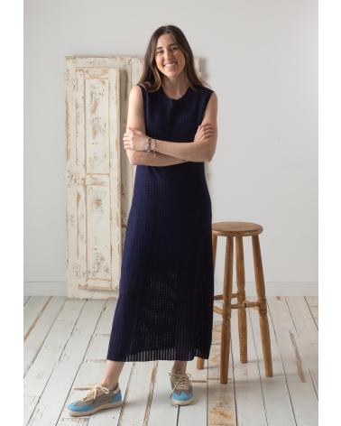 VESTIDO LONGO AZUL YERSE 42559055 VAZADO COM FORRO AZUL
