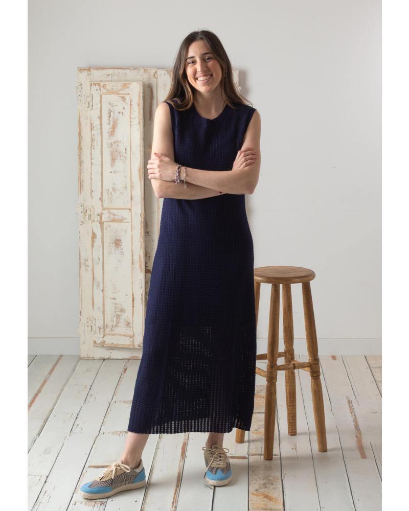 VESTIDO LONGO AZUL YERSE 42559055 VAZADO COM FORRO AZUL
