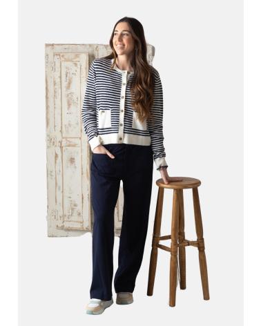 YERSE 42535255 STRIPED CARDIGAN IN BLUE AZUL