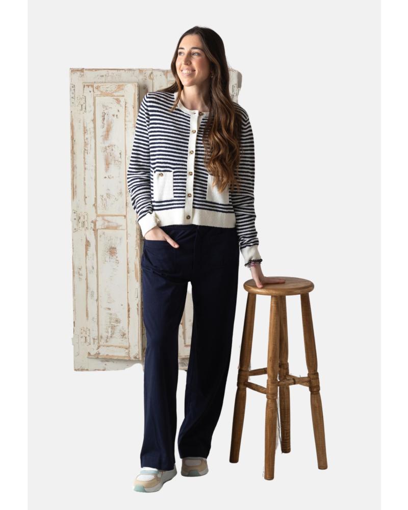 YERSE 42535255 STRIPED CARDIGAN IN BLUE AZUL
