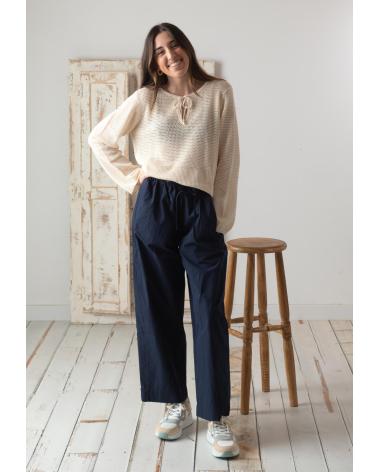 YERSE 100% COTTON OPENWORK JUMPER BEIGE 42528003 BEIGE